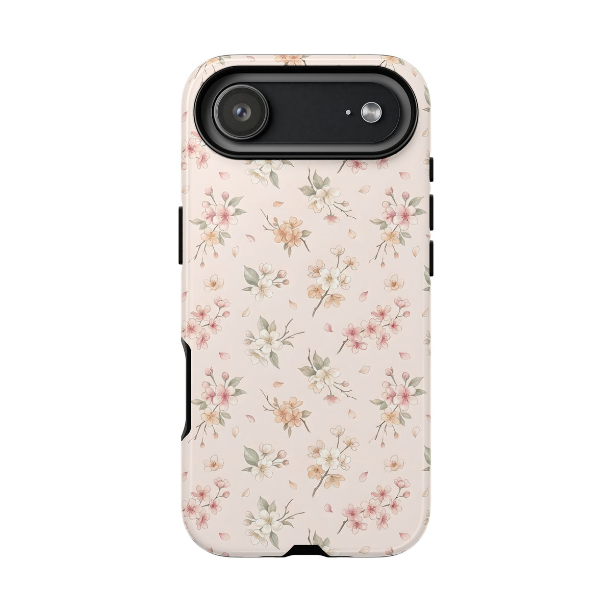 Floral tough phone case in blush pink and apricot