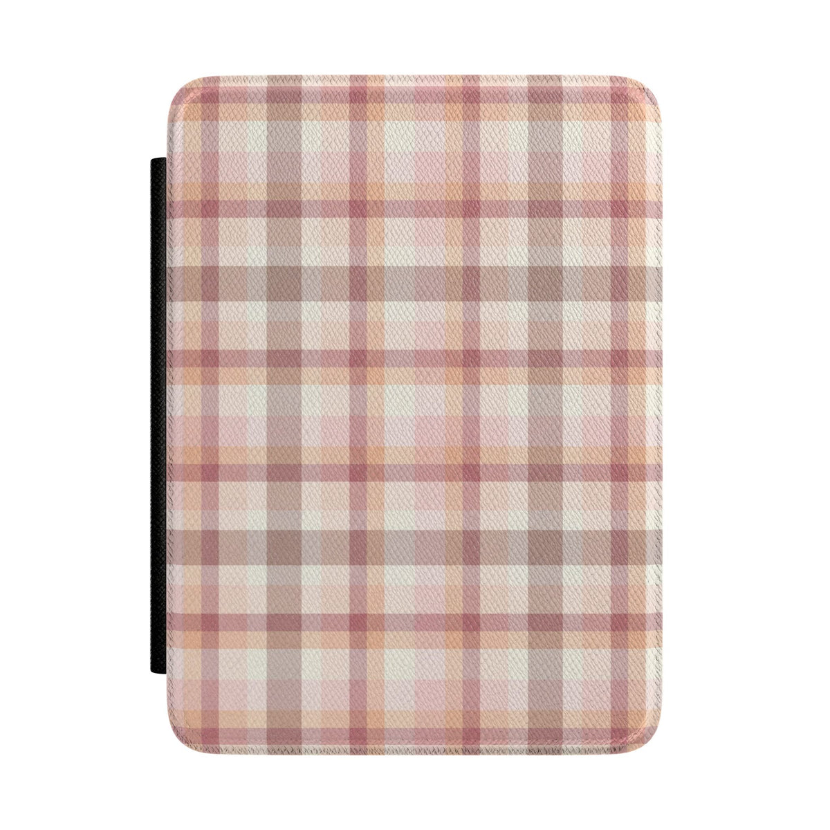 Blush plaid Kindle case in dusty rose and cream