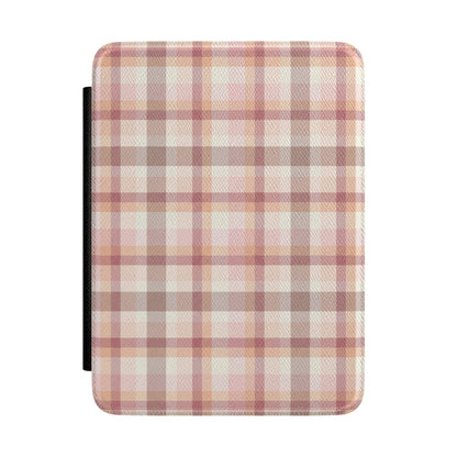 Blush plaid Kindle case in dusty rose and cream