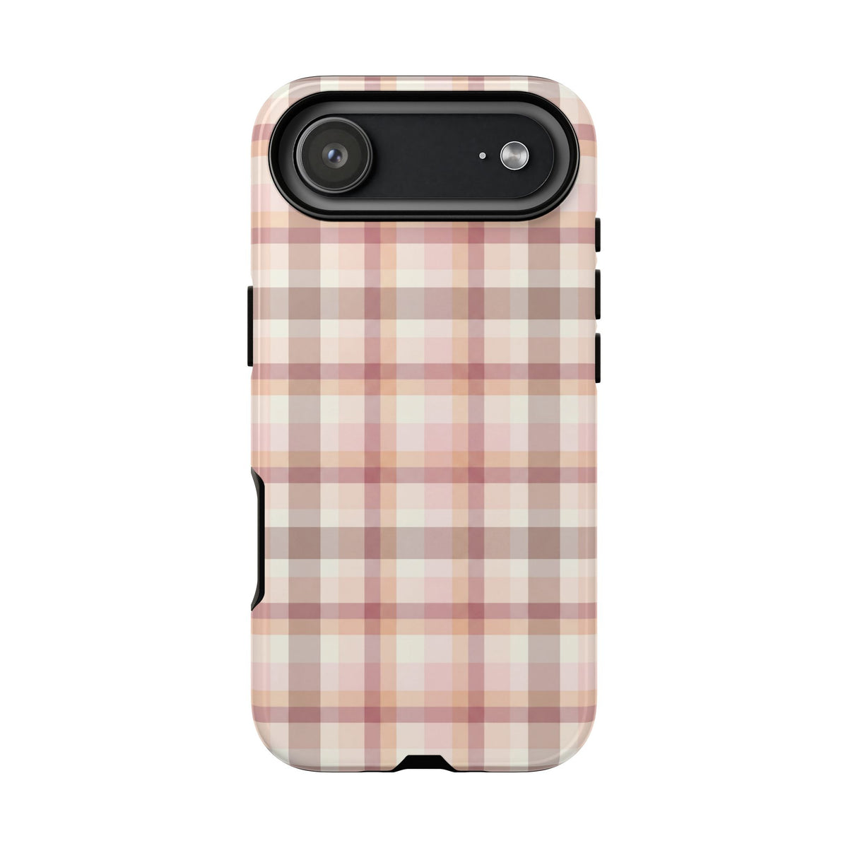 Blush plaid tough phone case in matte finish