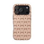 Brown bow MagSafe phone case, back view