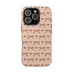 Brown bow MagSafe phone case, side view