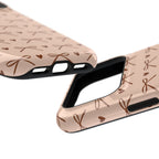 Peach and brown bow print MagSafe phone case