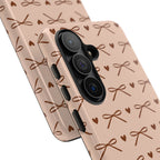 Brown ribbon bow print tough case for iPhone and Samsung Galaxy