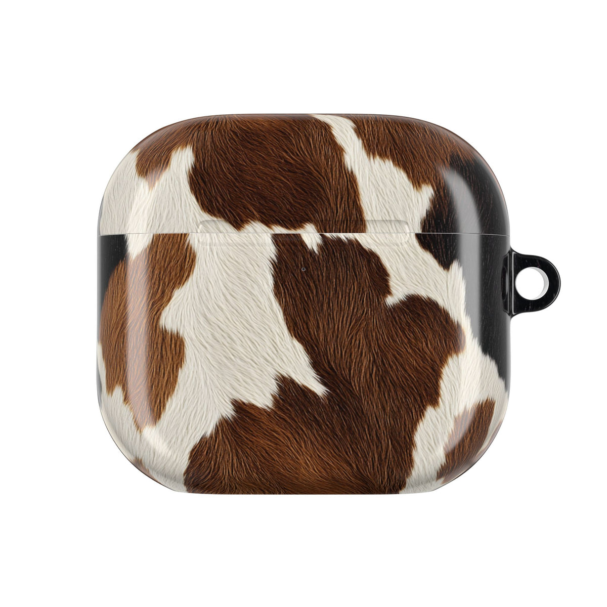 Brown cow print AirPod case, alternate view