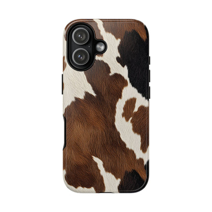 Brown cow print tough phone case, alternate view