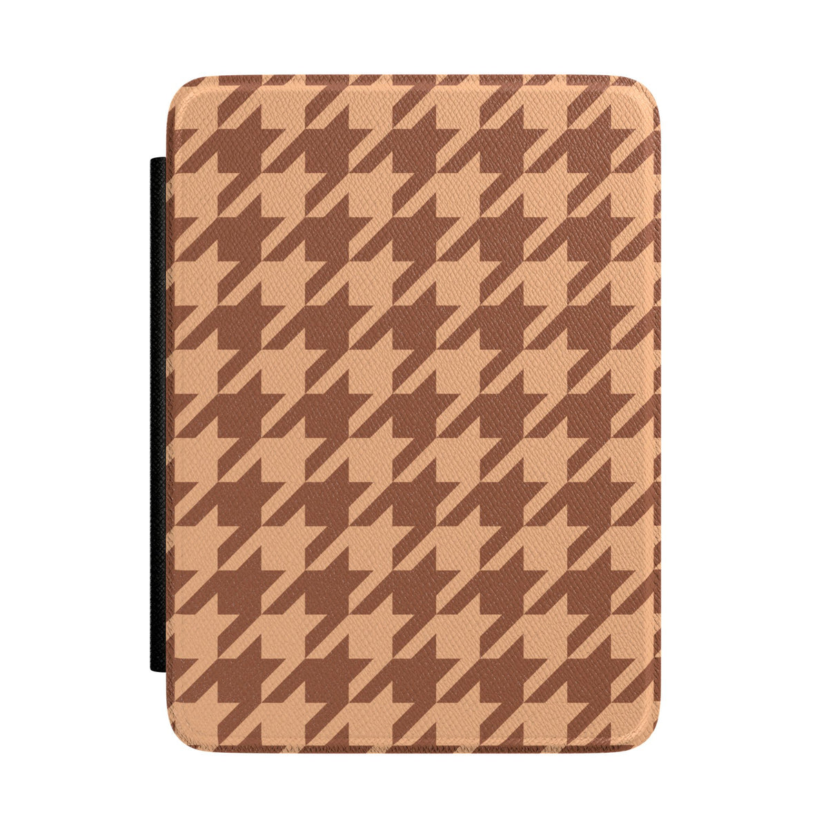Brown houndstooth Kindle case on peachy tan