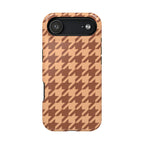 Chestnut brown and tan houndstooth MagSafe iPhone case