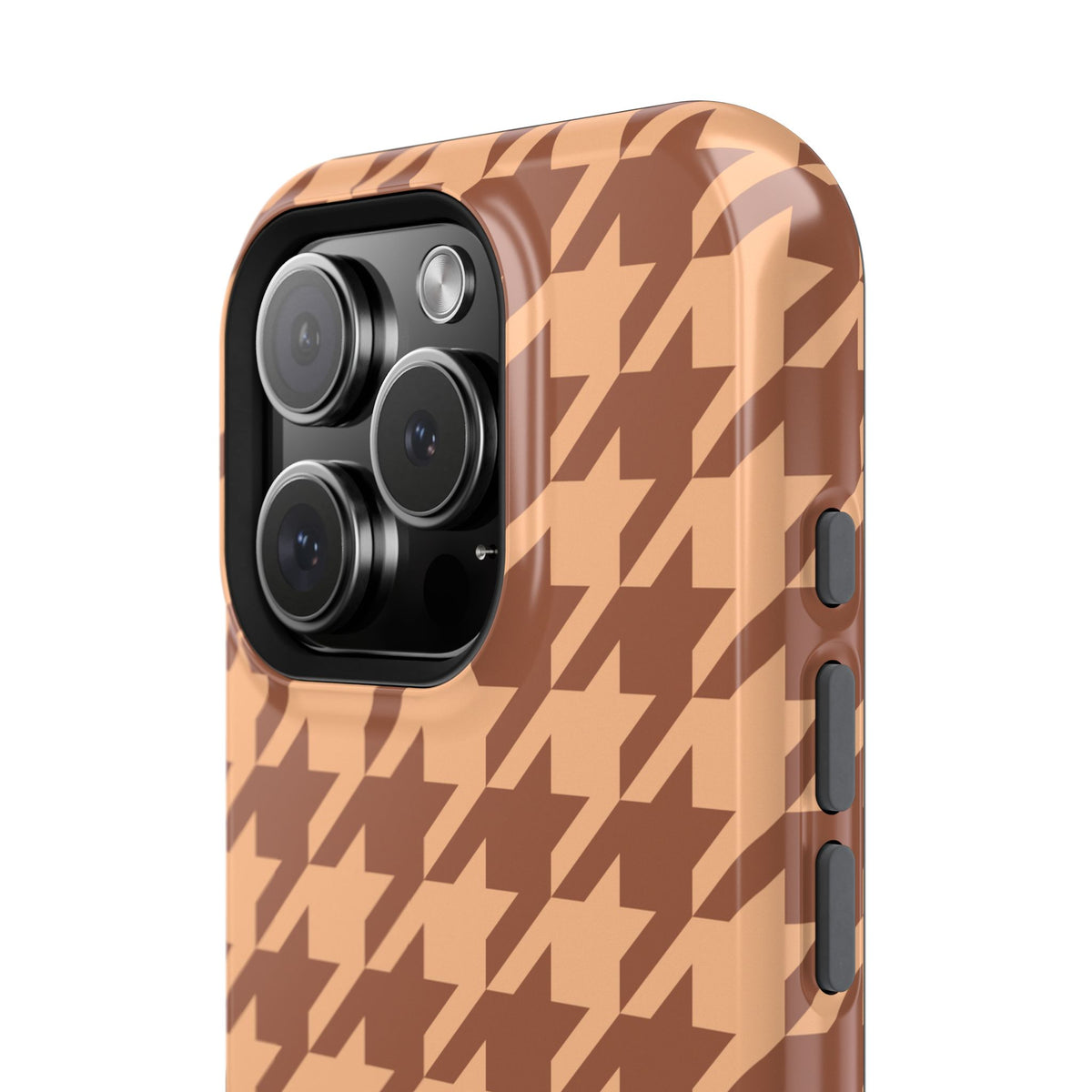 Brown houndstooth MagSafe phone case, lifestyle view