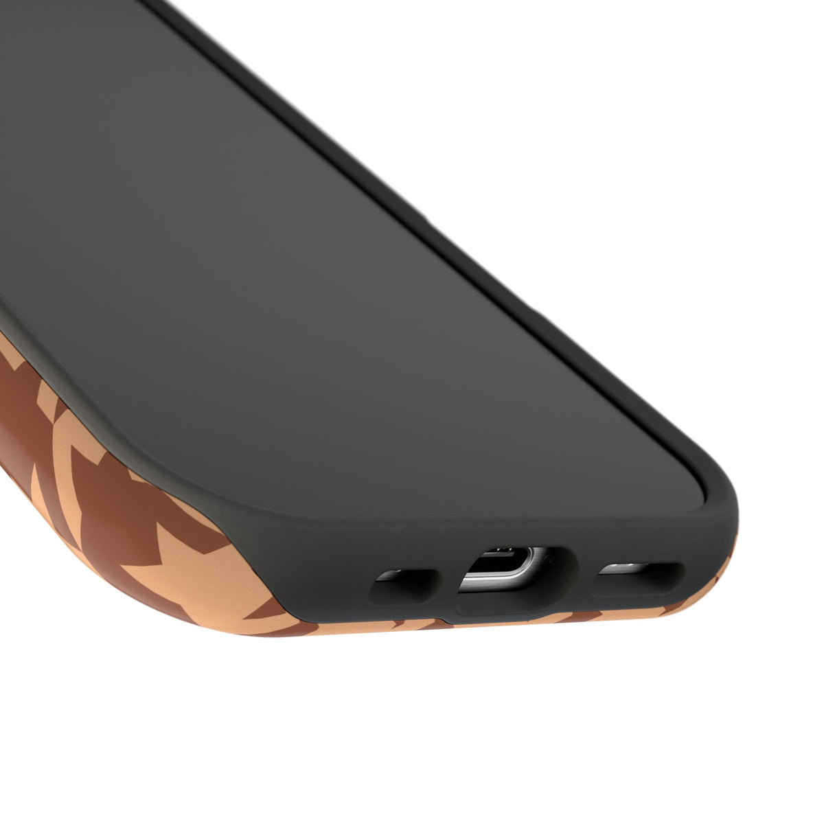 Brown houndstooth MagSafe phone case, front and back