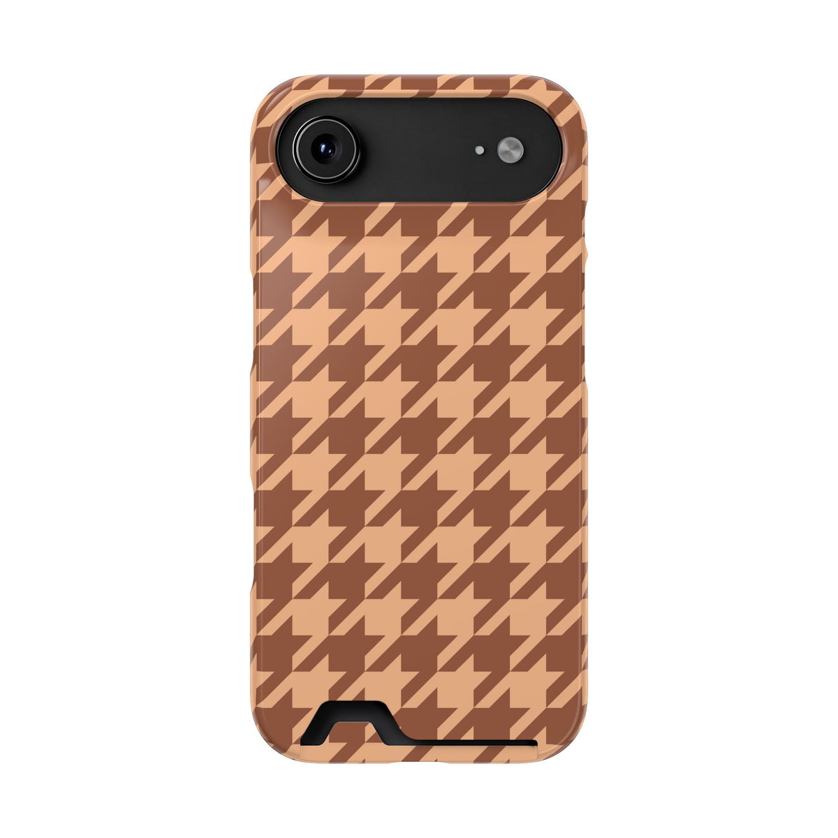Preppy brown houndstooth card holder case for iPhone and Samsung Galaxy