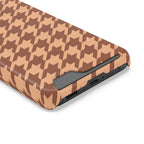 Brown houndstooth pattern phone case with card slot