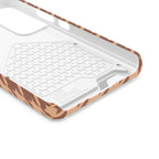 Peachy tan and brown houndstooth card holder phone case