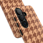 Brown houndstooth pattern tough phone case
