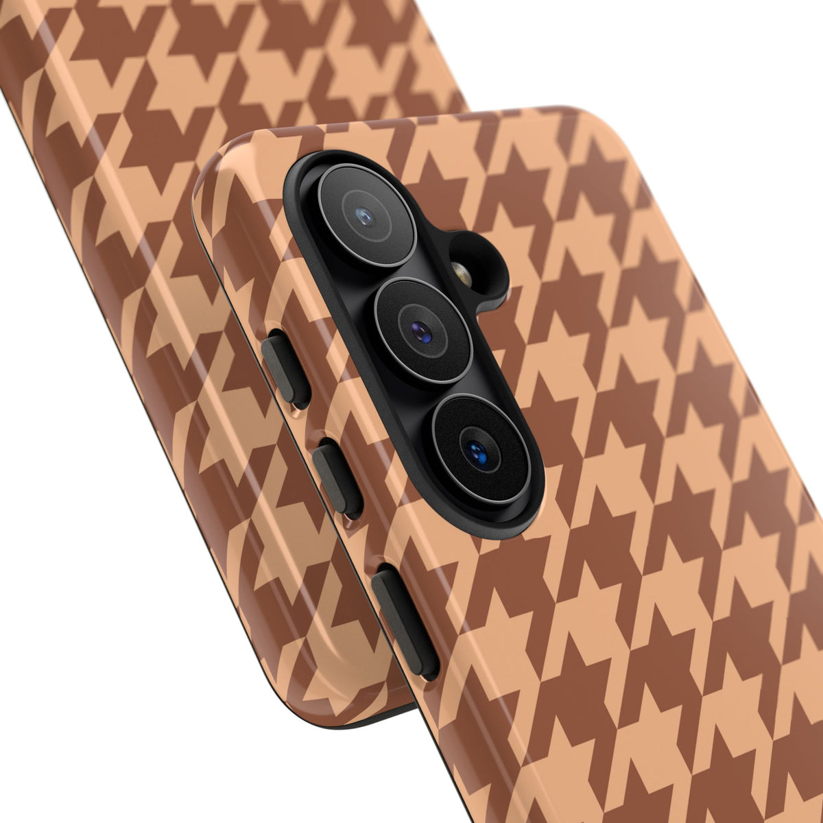 Brown houndstooth pattern tough phone case