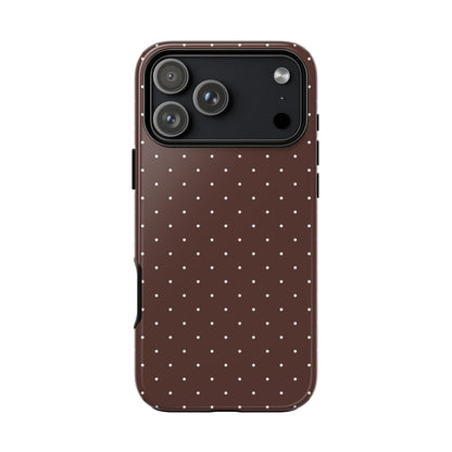Brown polka dot tough phone case