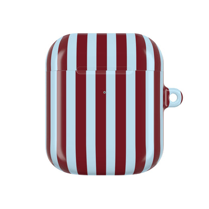 Striped AirPod case with carabiner clip