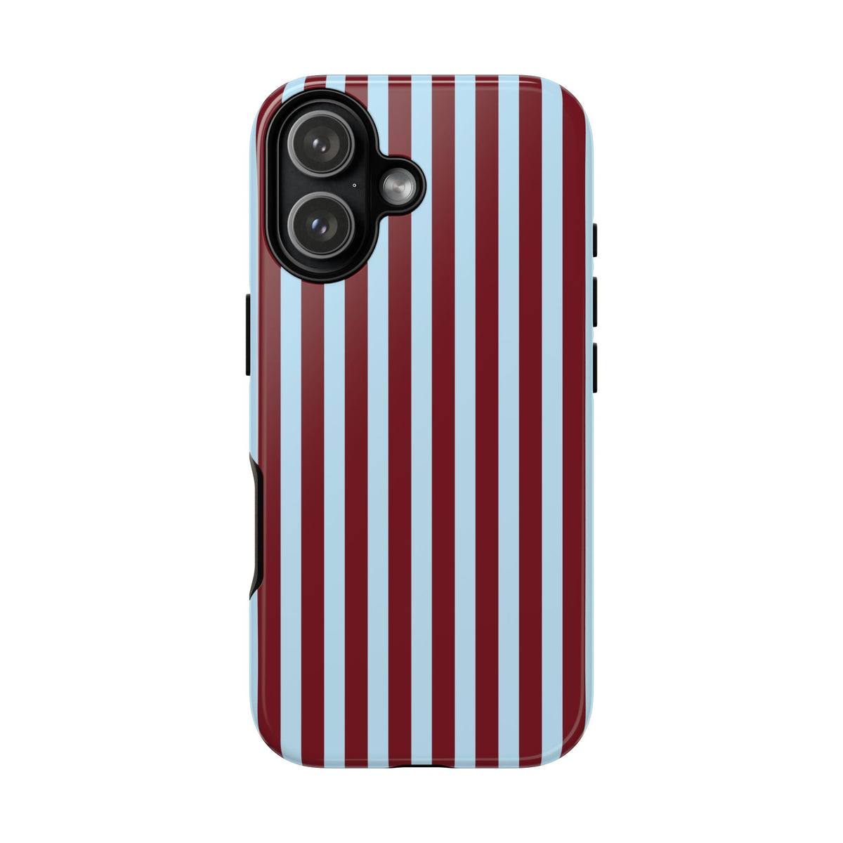 Striped tough phone case held in hand