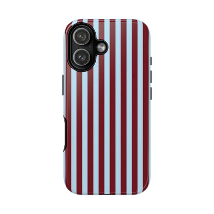 Striped tough phone case held in hand