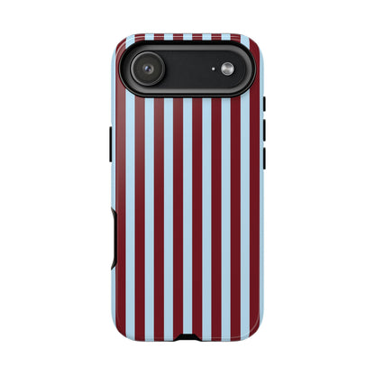 Side view of the striped tough case showing the raised edges