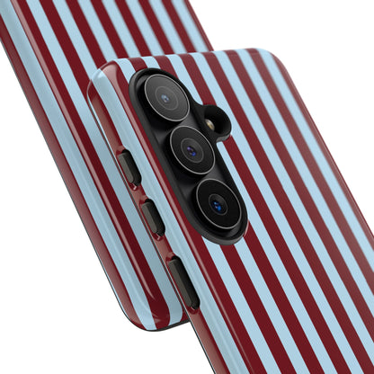 Striped tough phone case on a flat surface