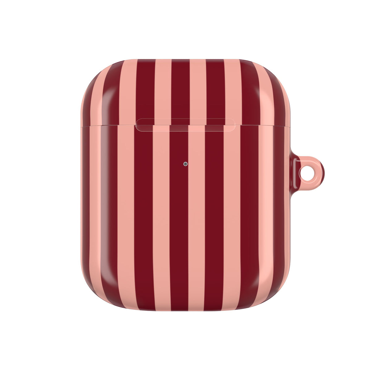 Striped AirPod case with carabiner clip