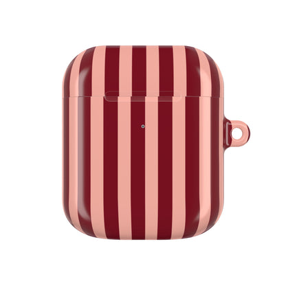 Striped AirPod case with carabiner clip