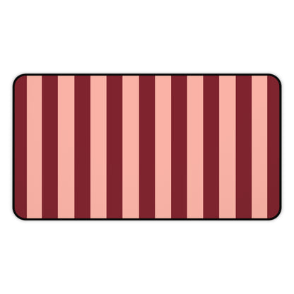 Burgundy and blush striped desk mat