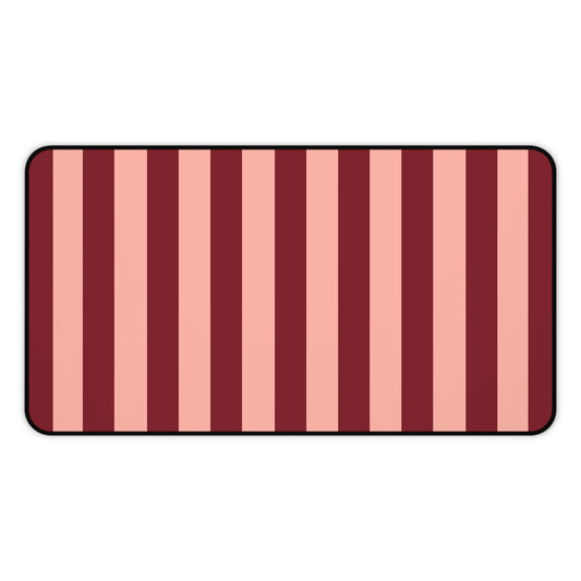 Burgundy and blush striped desk mat