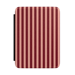 Burgundy and blush striped Kindle case