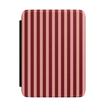 Burgundy and blush striped Kindle case