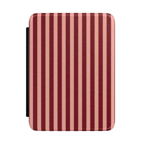 Burgundy and blush striped Kindle case