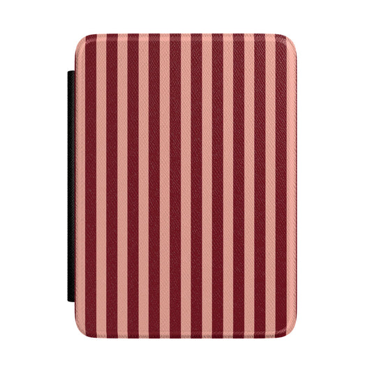 Burgundy and blush striped Kindle case