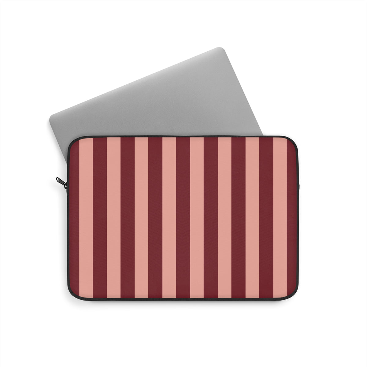Wide stripe laptop sleeve with a black YKK zipper