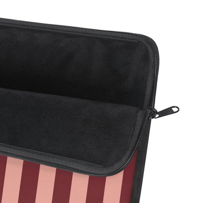 Burgundy blush striped laptop sleeve, front view