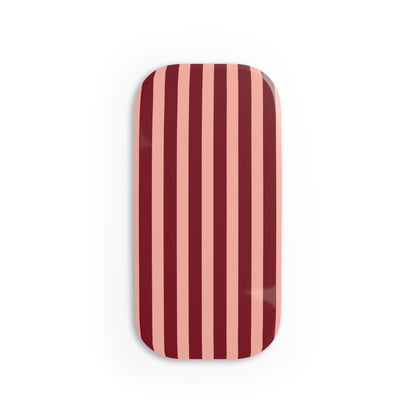 Burgundy and blush striped phone grip