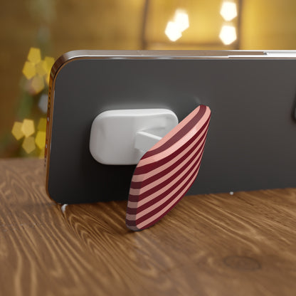 Striped phone grip on the back of a phone