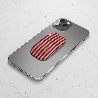 Wide stripe phone grip in burgundy and blush