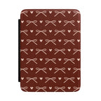 Burgundy bow Kindle case with pale pink bows and hearts