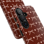 Burgundy ribbon bow tough case for iPhone and Samsung Galaxy
