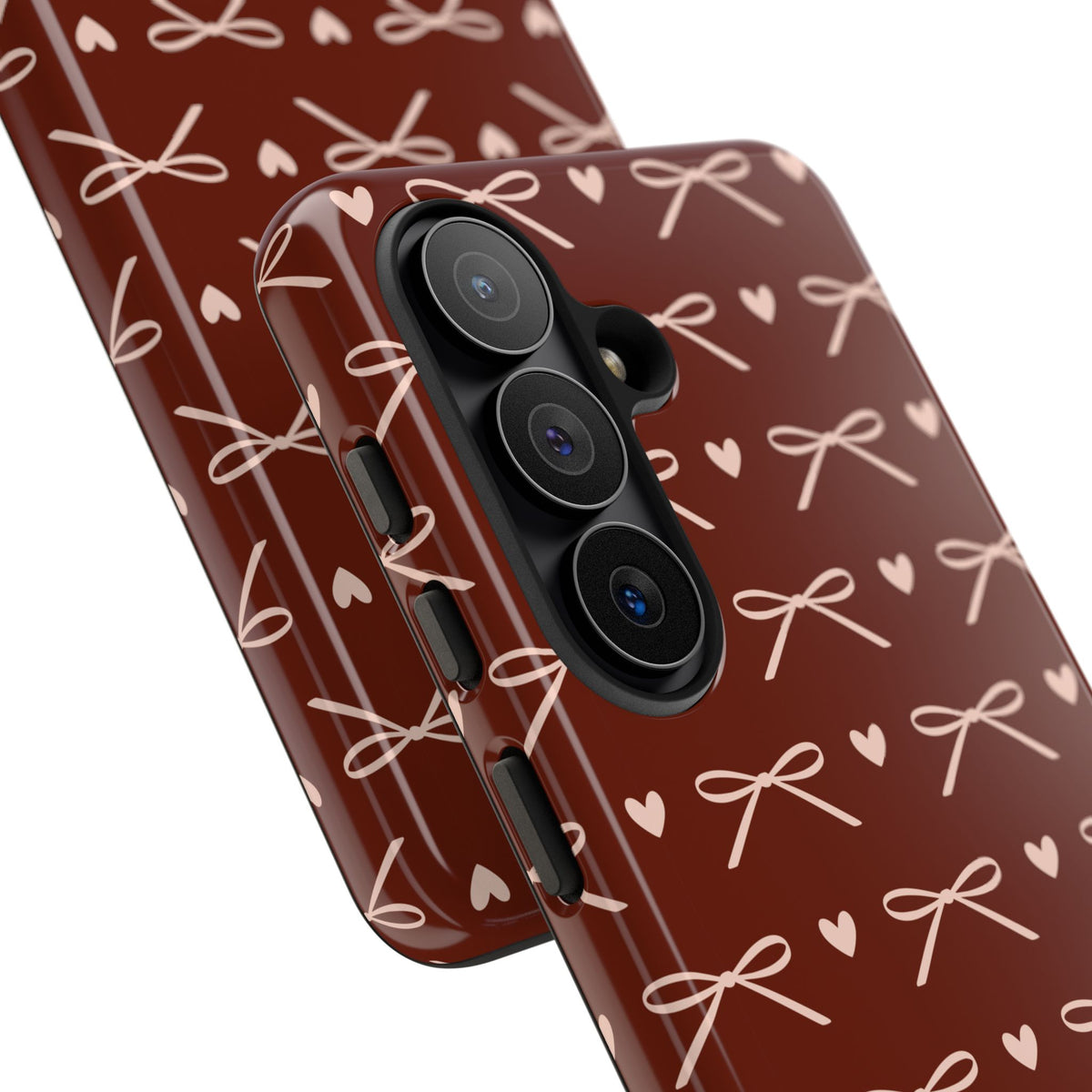 Burgundy ribbon bow tough case for iPhone and Samsung Galaxy
