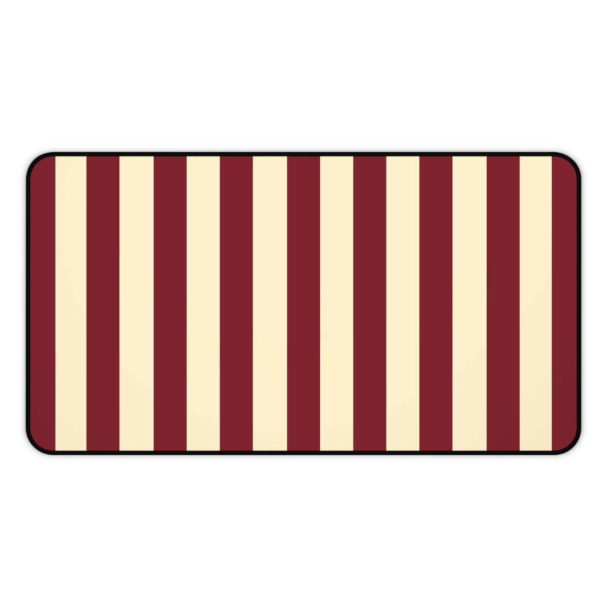 Burgundy and butter yellow striped desk mat
