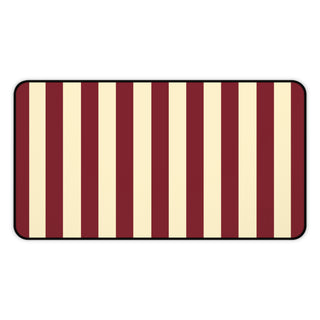 Burgundy and butter yellow striped desk mat