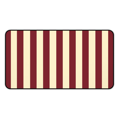 Burgundy and butter yellow striped desk mat