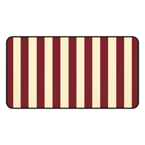 Burgundy and butter yellow striped desk mat