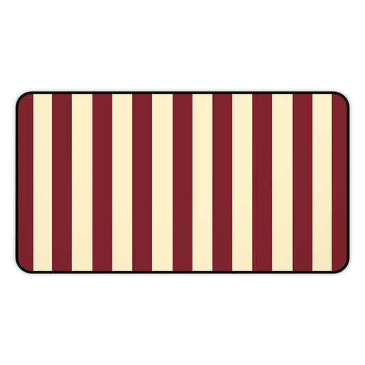 Burgundy and butter yellow striped desk mat