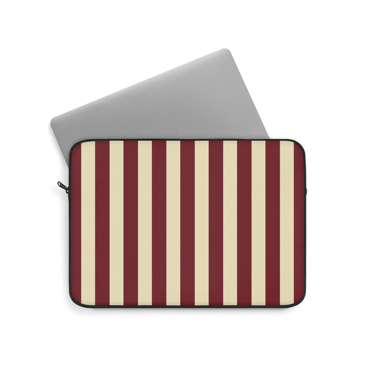 Wide stripe laptop sleeve with a black YKK zipper