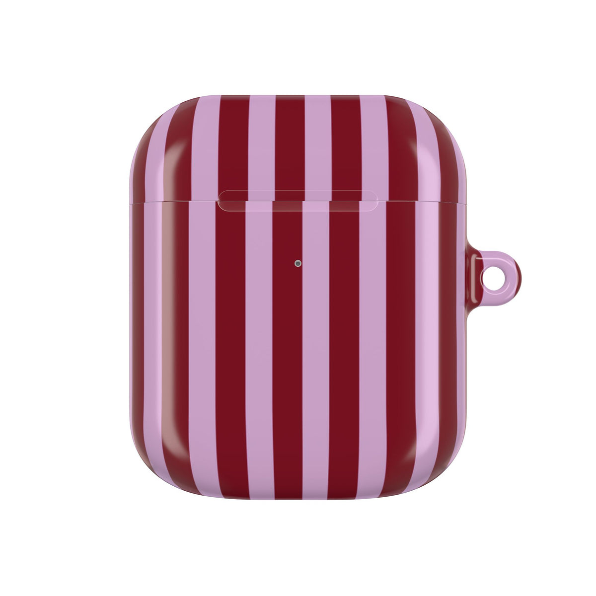 Striped AirPod case with carabiner clip