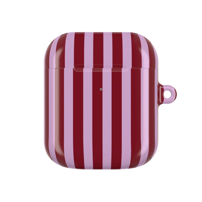 Striped AirPod case with carabiner clip