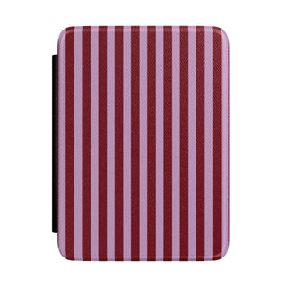 Burgundy and pink striped Kindle case